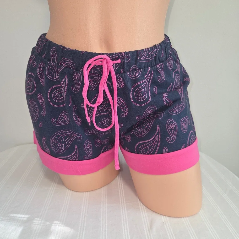 Cosabella Bella Pima Cotton Modal LS Top Boxer Short Set Printed Navy Paisley XS
